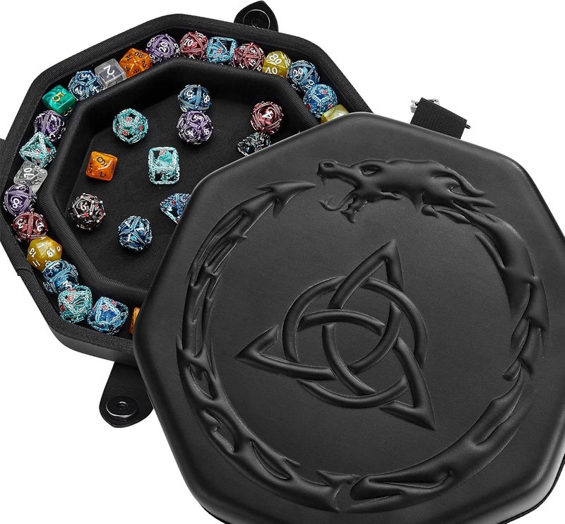 Soar Forge Dice Tray for DND and RPG - Premium Celtic Knot and Dragon Design - Perfect Rolling Tray to Protect Dice for D&D - Compatible with Dungeons and Dragons and Other RPG - Image 1